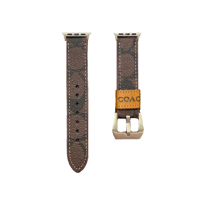 Leather Coach Apple Watch Band Dark brown-YHK244221710