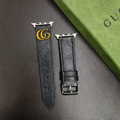 Leather GG Apple Watch Band Black-YH24422