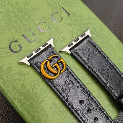 Leather GG Apple Watch Band Black-YH24422