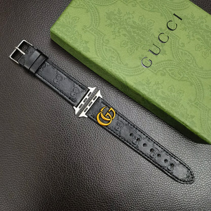 Leather GG Apple Watch Band Black-YH24422