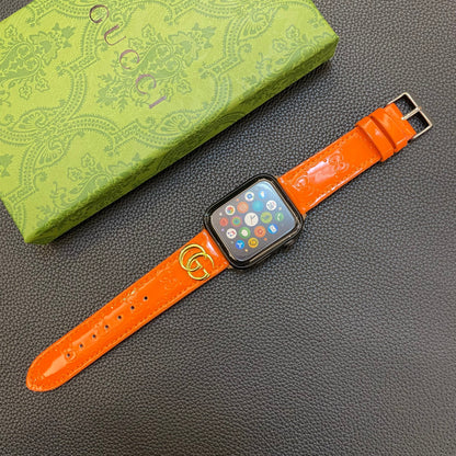 Leather GG Apple Watch Band Orange-LGk240509