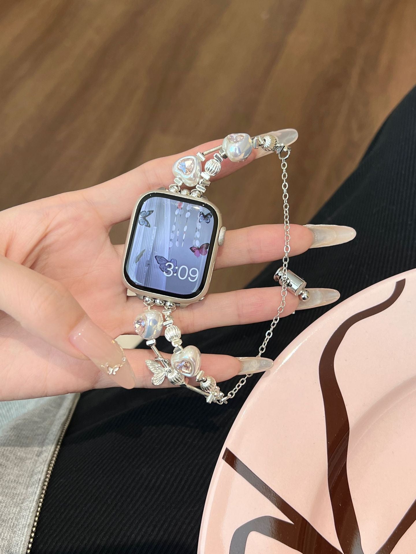 Heart Diamond Butterfly Metal Zipper Apple Watch Band