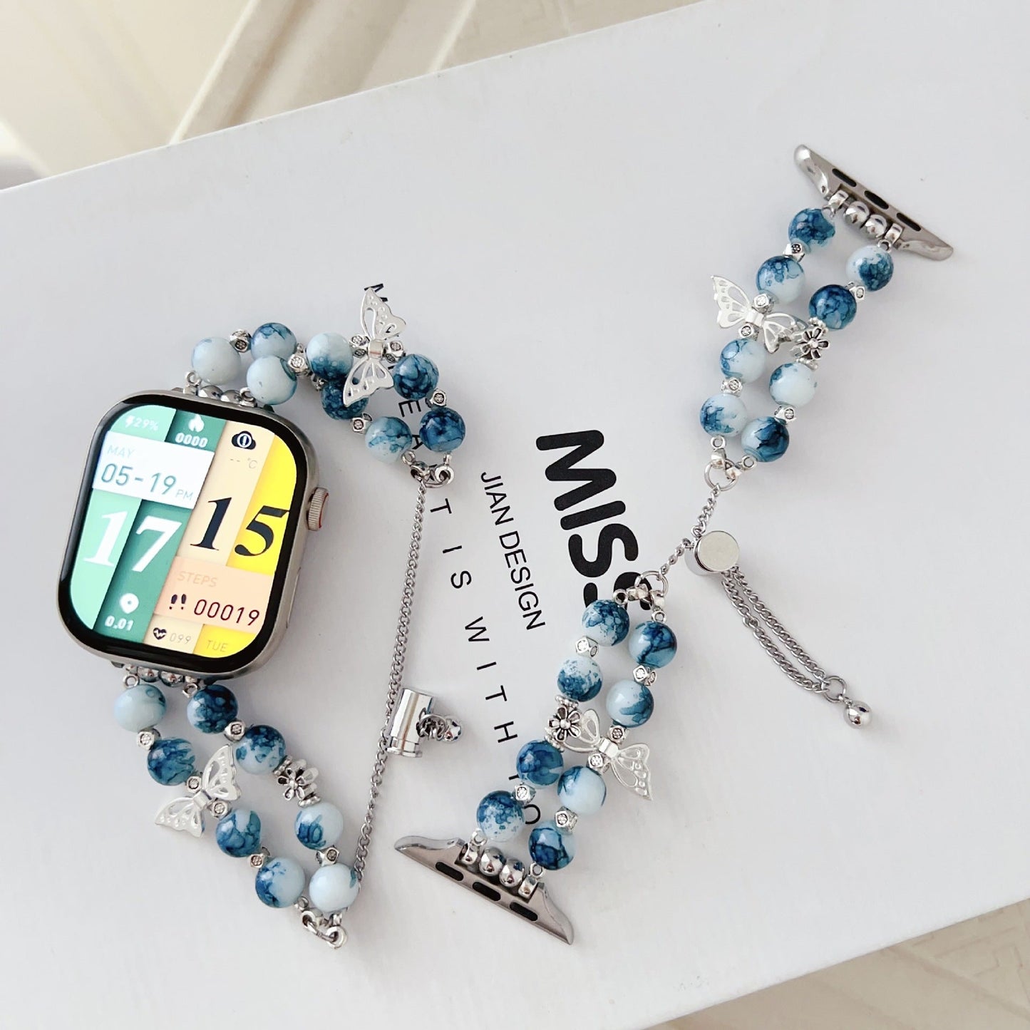 Blue and white porcelain butterfly bracelet Apple Watch Band